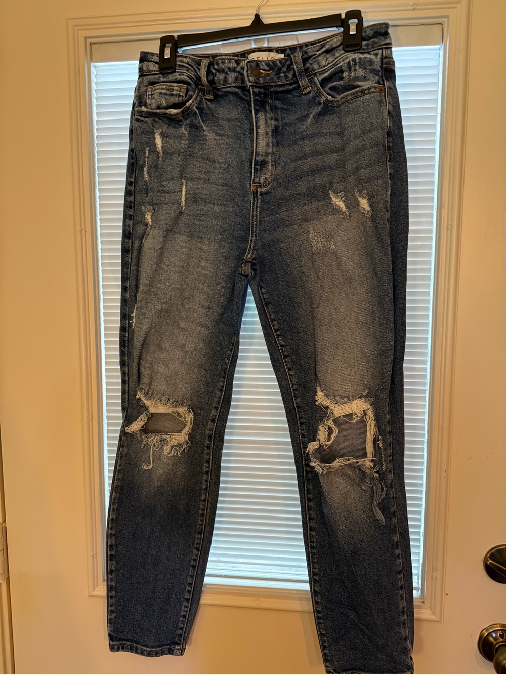 High-Rise, Distressed Mom Skinny Jean - Style WV77263M